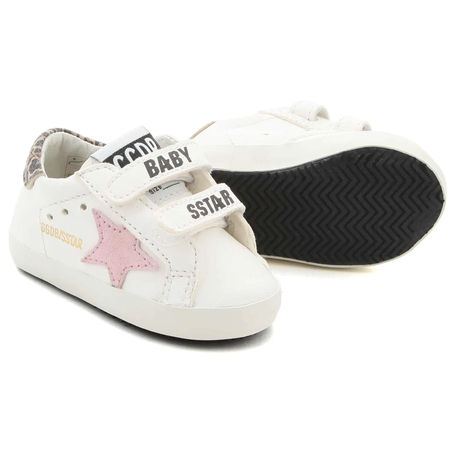 Golden Goose White And Pink Baby School Sneakers For Baby Girls