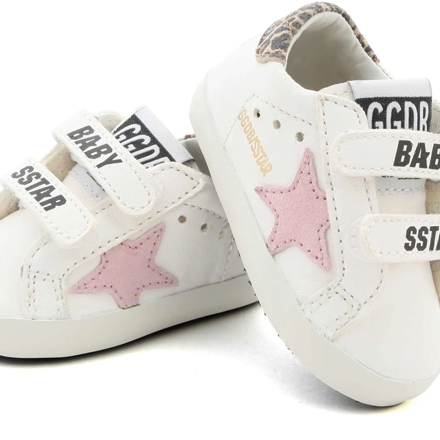 Golden Goose White And Pink Baby School Sneakers For Baby Girls