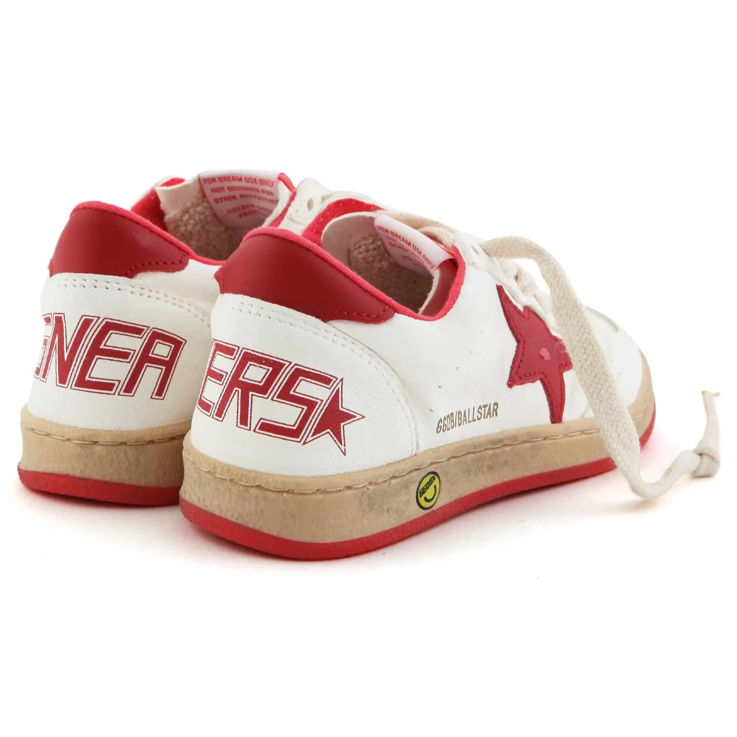 Golden Goose White And Red Unisex Ball Star Sneakers For Children