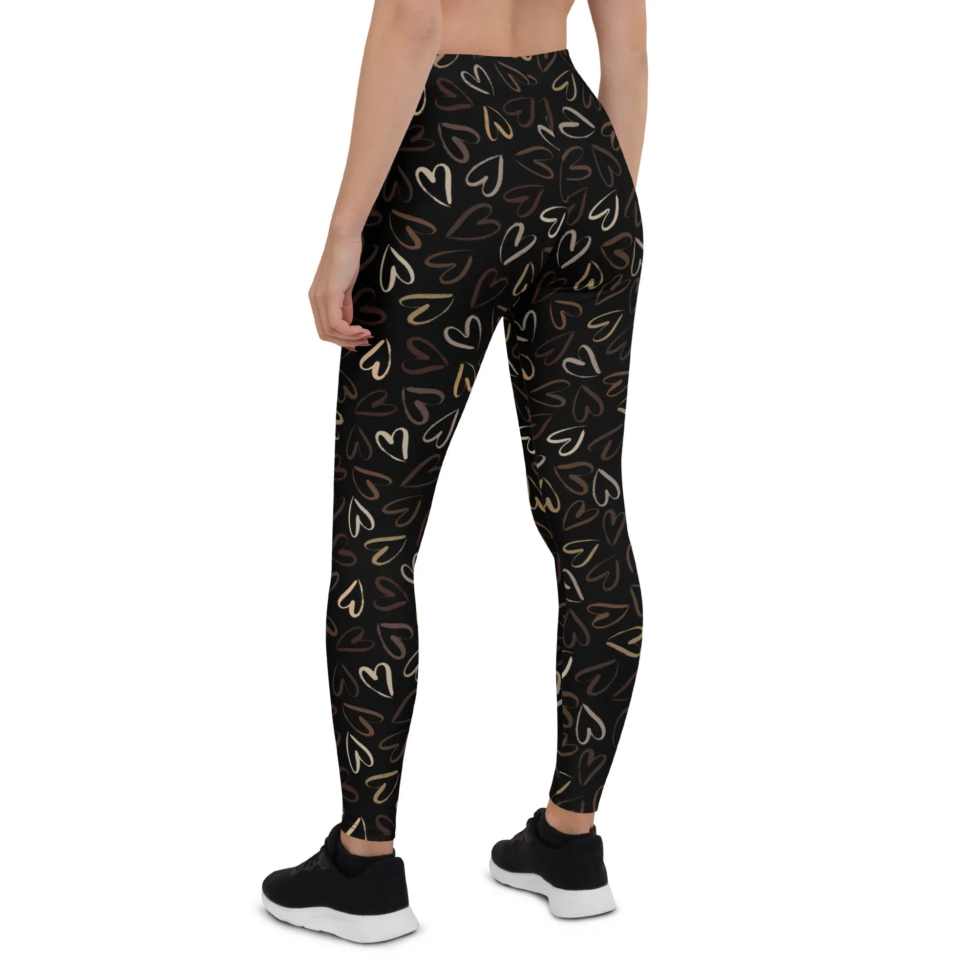 Golden Heart Print Leggings