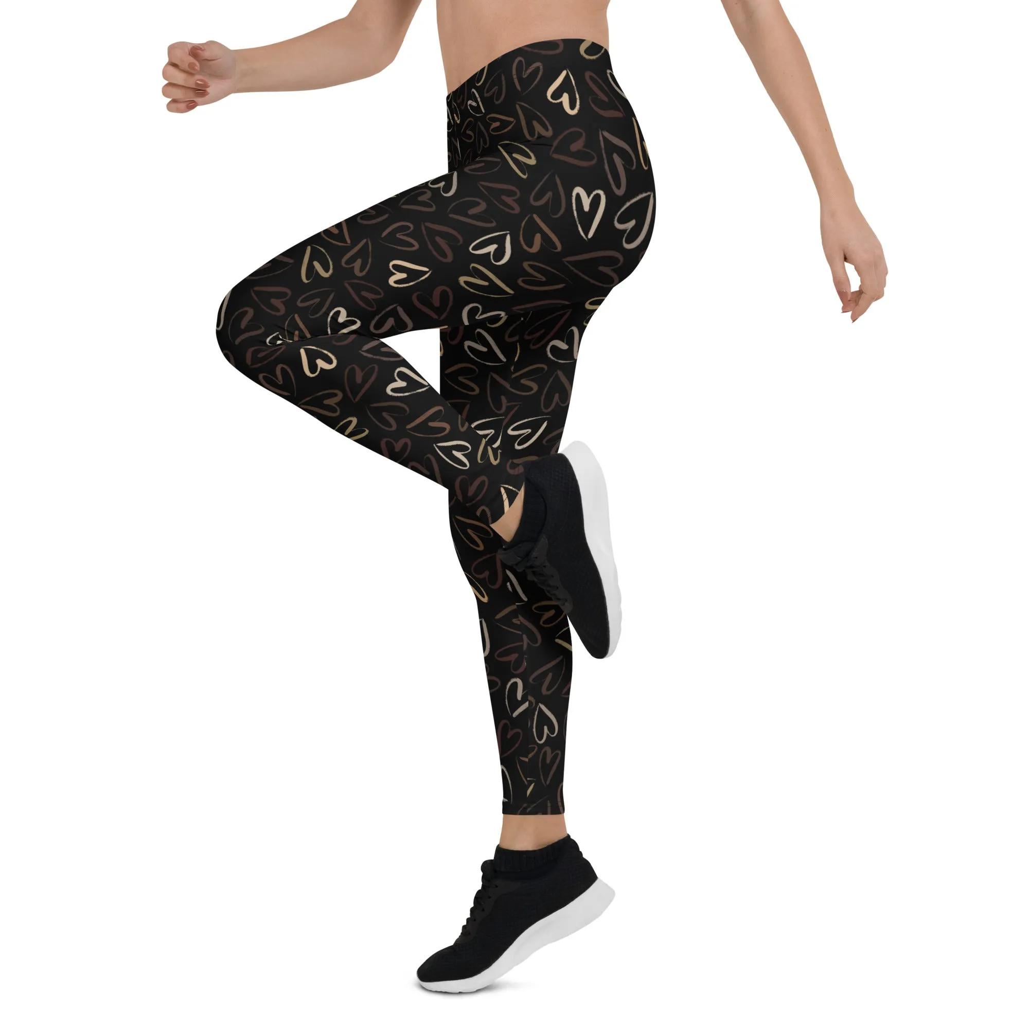 Golden Heart Print Leggings