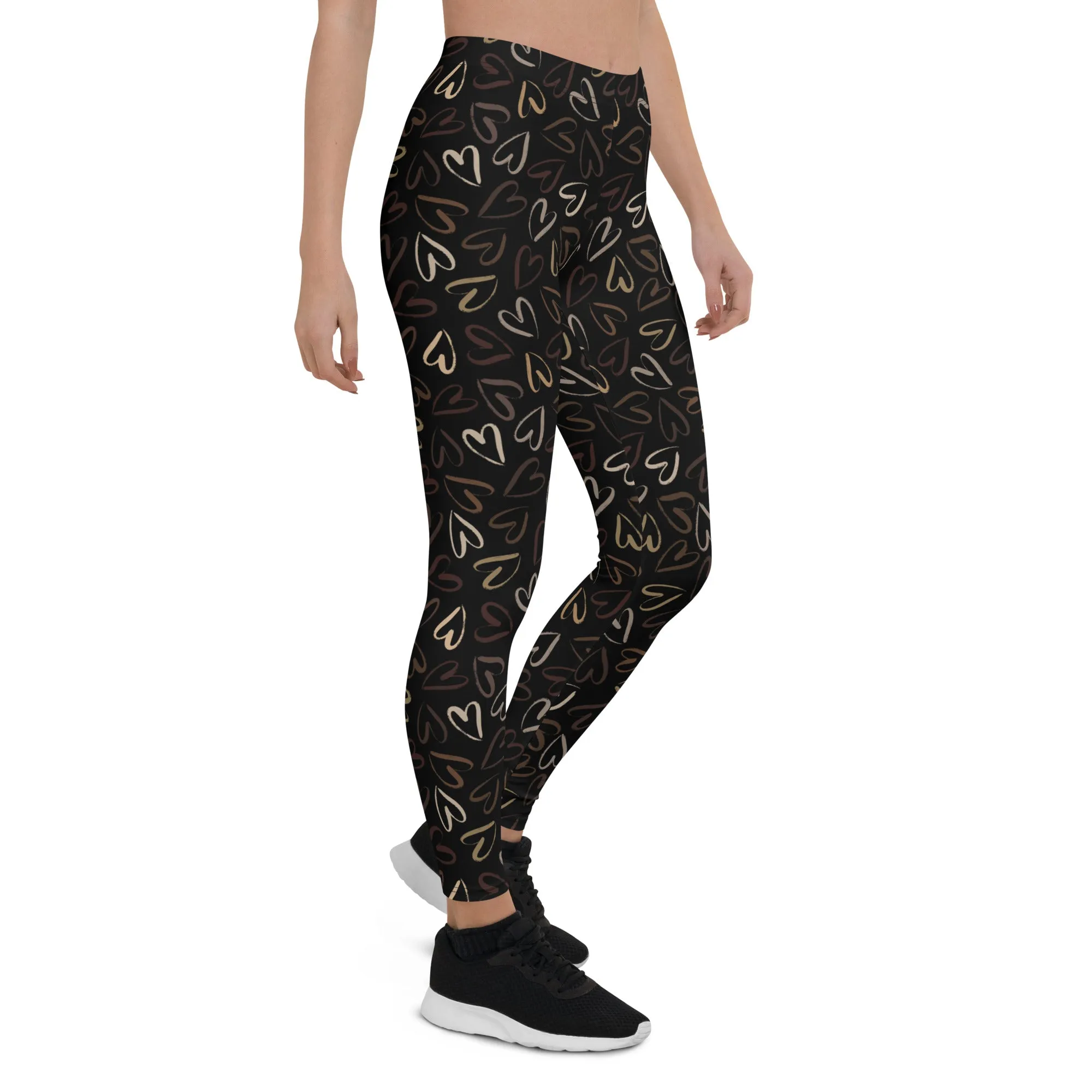 Golden Heart Print Leggings