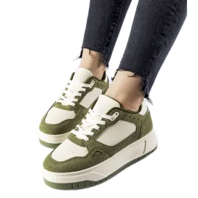 Green and white Pomona platform sneakers