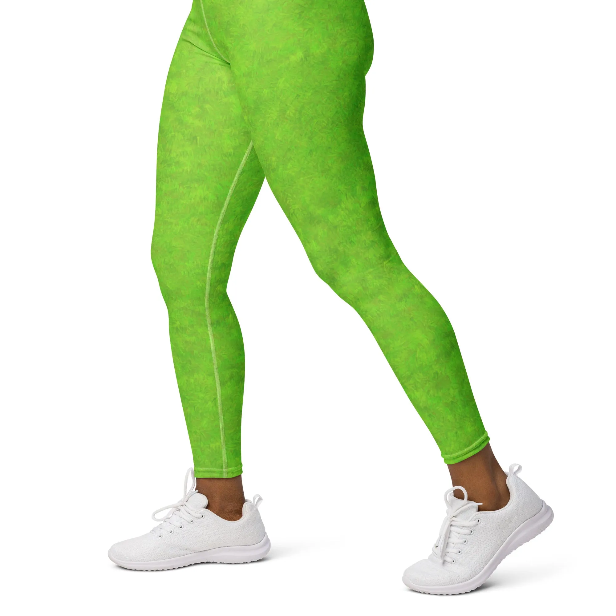 Green Fur Print Yoga Leggings