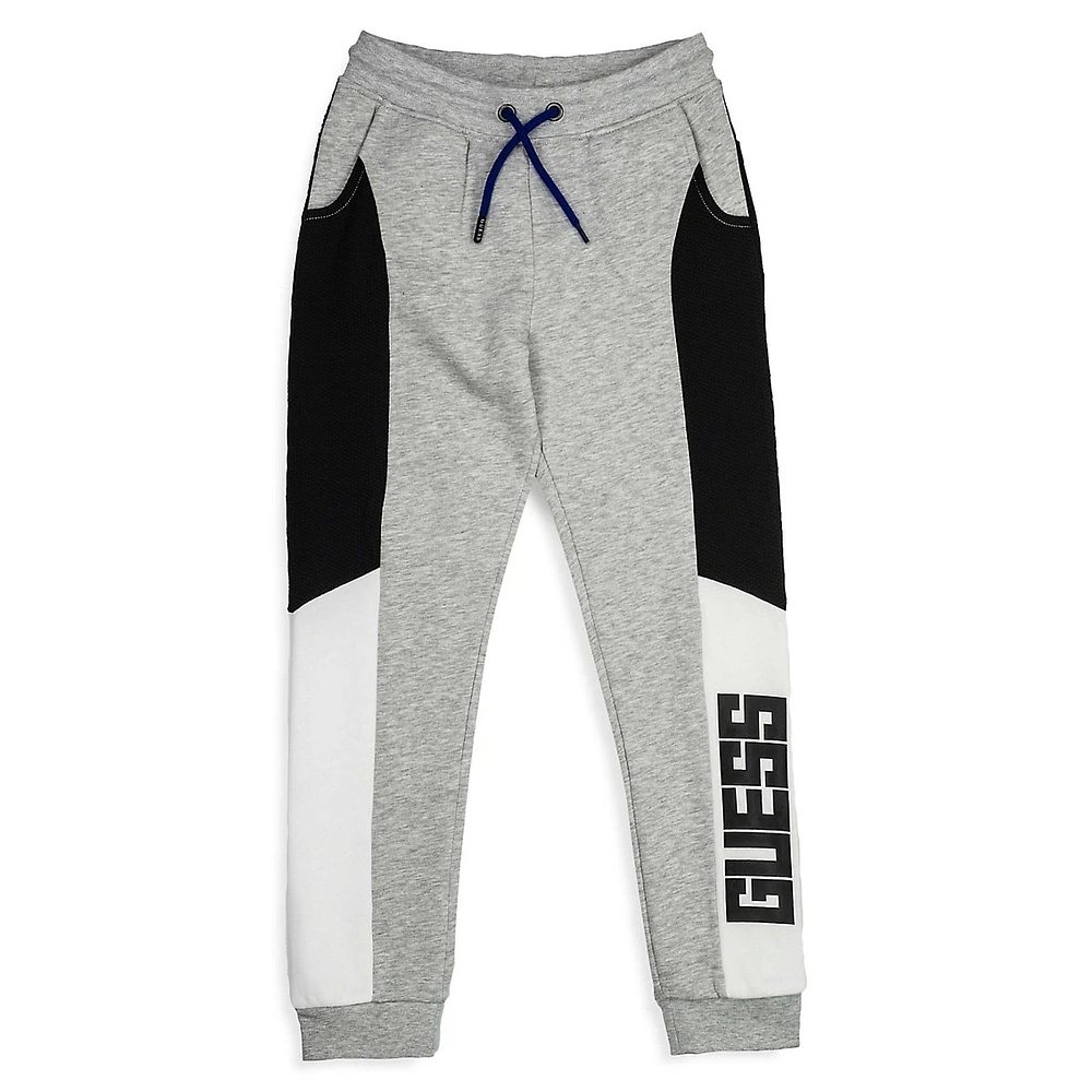 GUESS Boy's Colourblocked Organic Cotton Logo Joggers