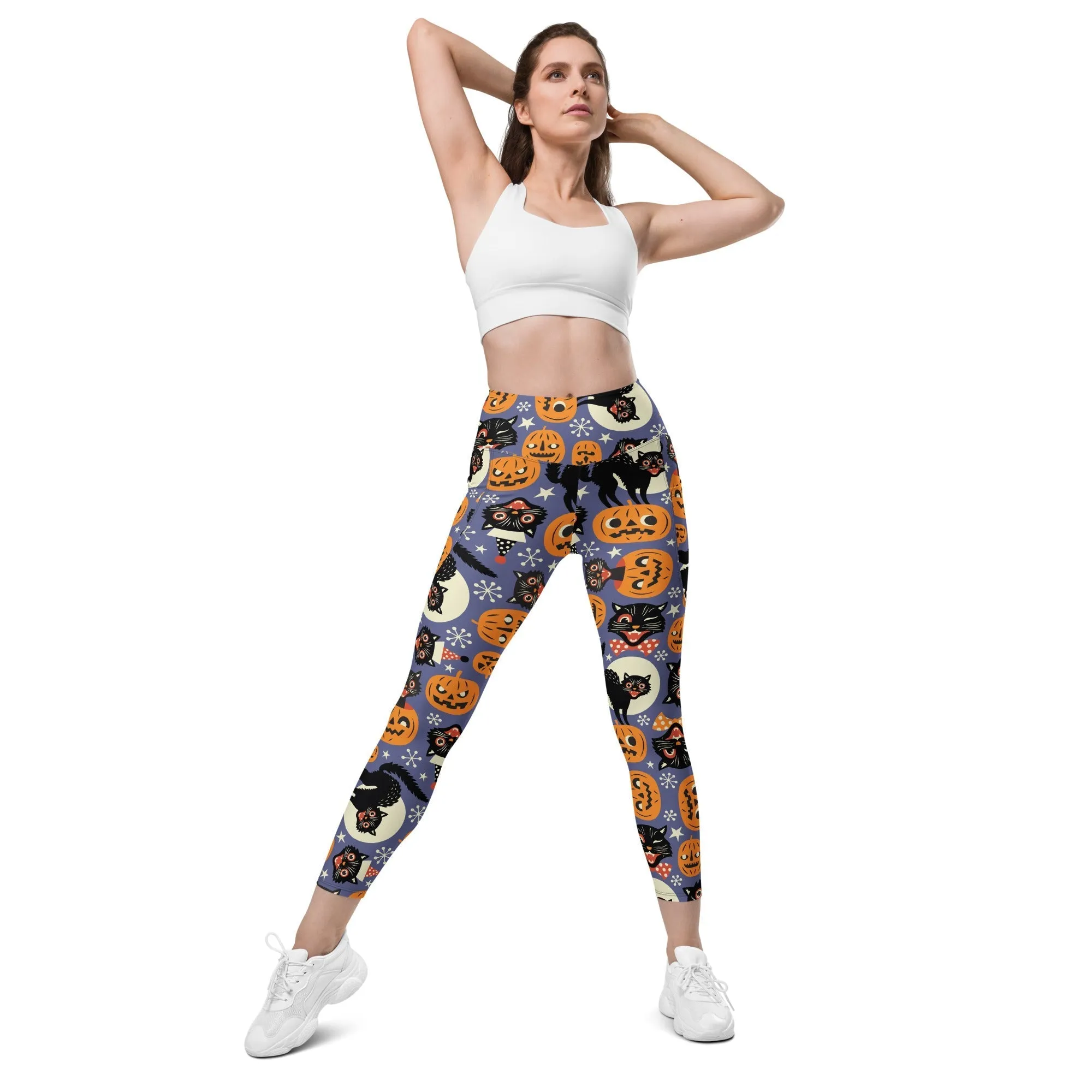 Halloween Print Leggings With Pockets