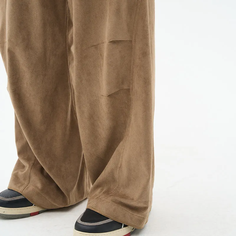 H/C Suede Pleated Flared Trousers