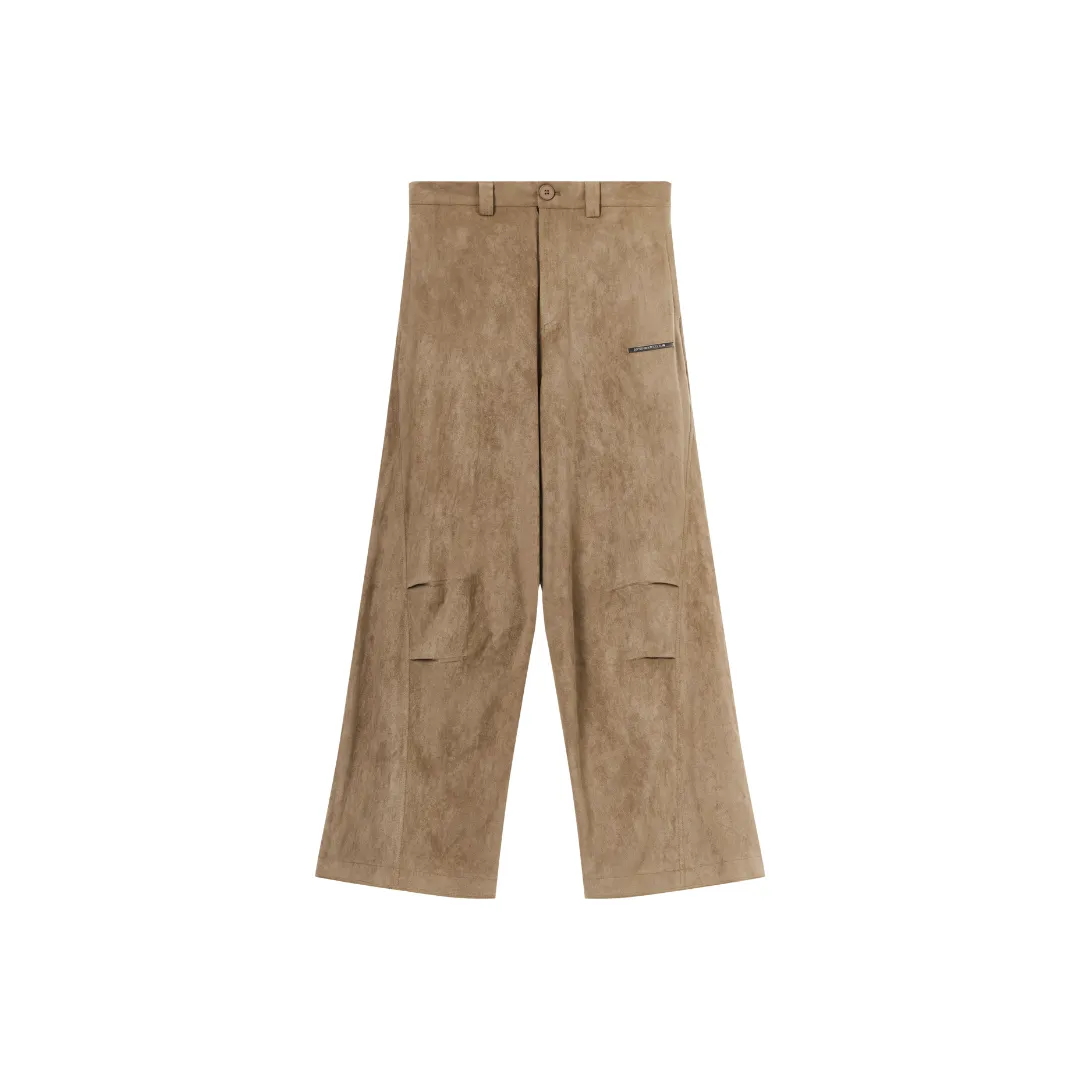 H/C Suede Pleated Flared Trousers