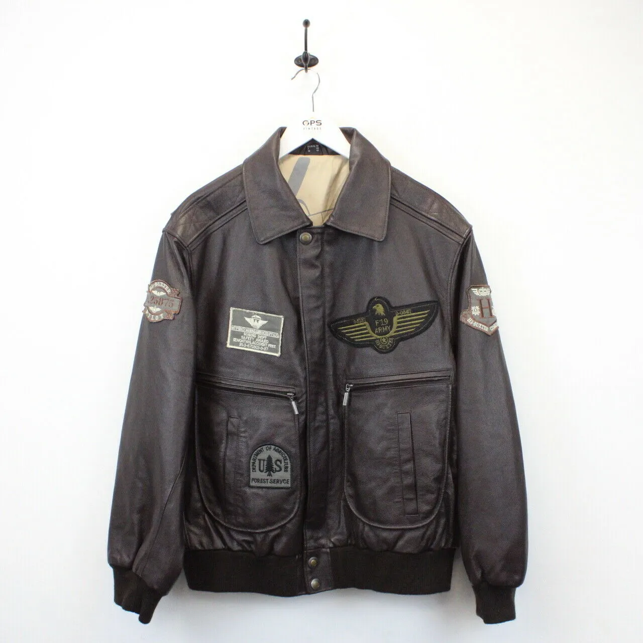 HI BUXTER Leather Aviator Jacket Brown | Large