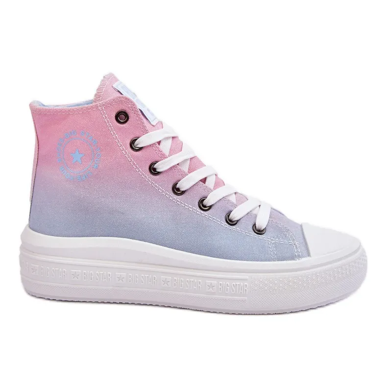 High Sneakers On The Platform Big Star LL274A191 Pink-Blue