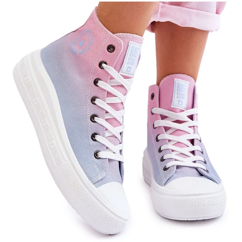 High Sneakers On The Platform Big Star LL274A191 Pink-Blue