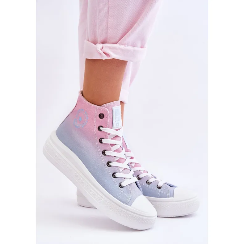 High Sneakers On The Platform Big Star LL274A191 Pink-Blue