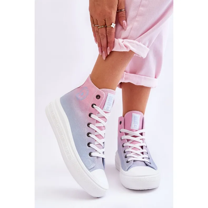 High Sneakers On The Platform Big Star LL274A191 Pink-Blue