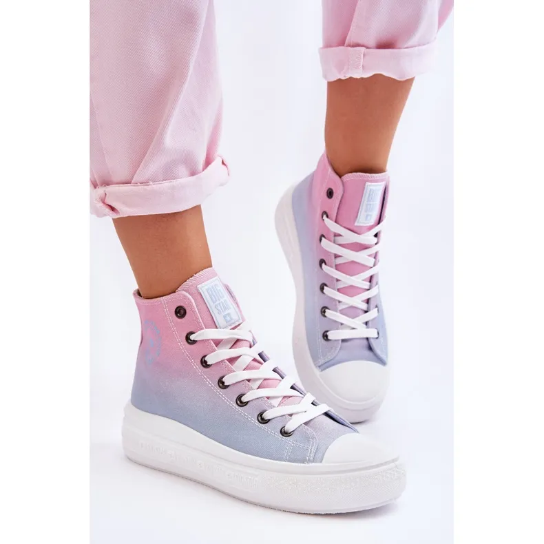 High Sneakers On The Platform Big Star LL274A191 Pink-Blue