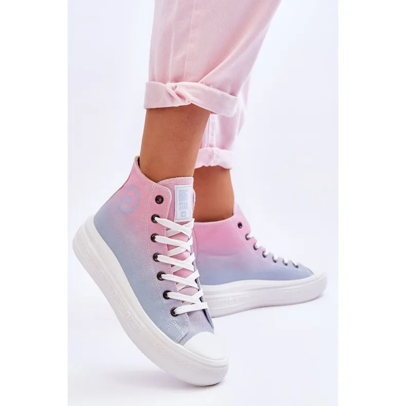 High Sneakers On The Platform Big Star LL274A191 Pink-Blue