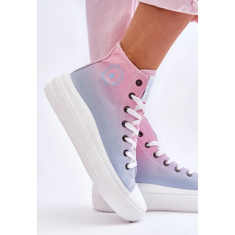 High Sneakers On The Platform Big Star LL274A191 Pink-Blue