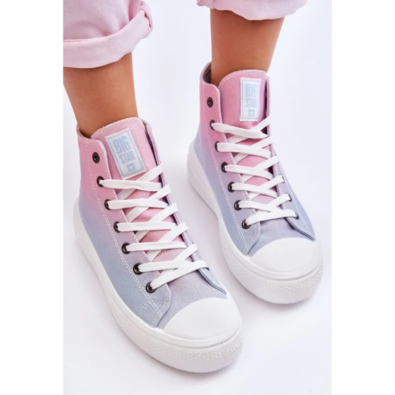 High Sneakers On The Platform Big Star LL274A191 Pink-Blue