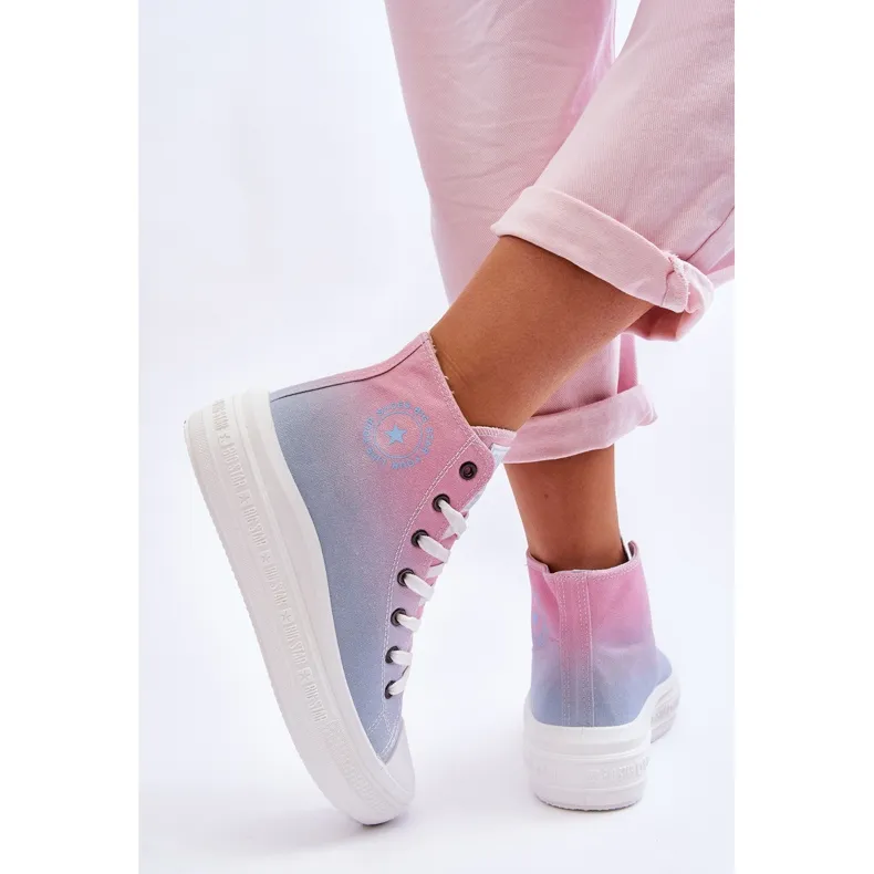 High Sneakers On The Platform Big Star LL274A191 Pink-Blue