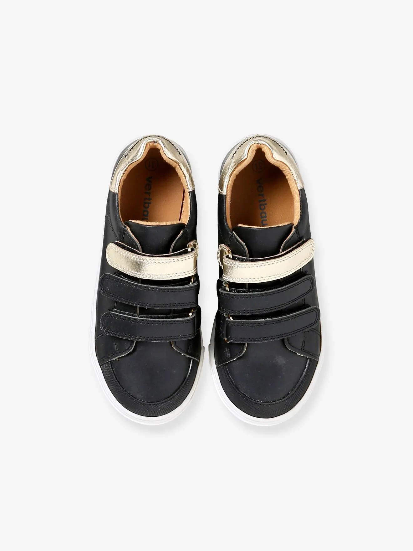 Hook-and-Loop Trainers in Leather for Girls - brown