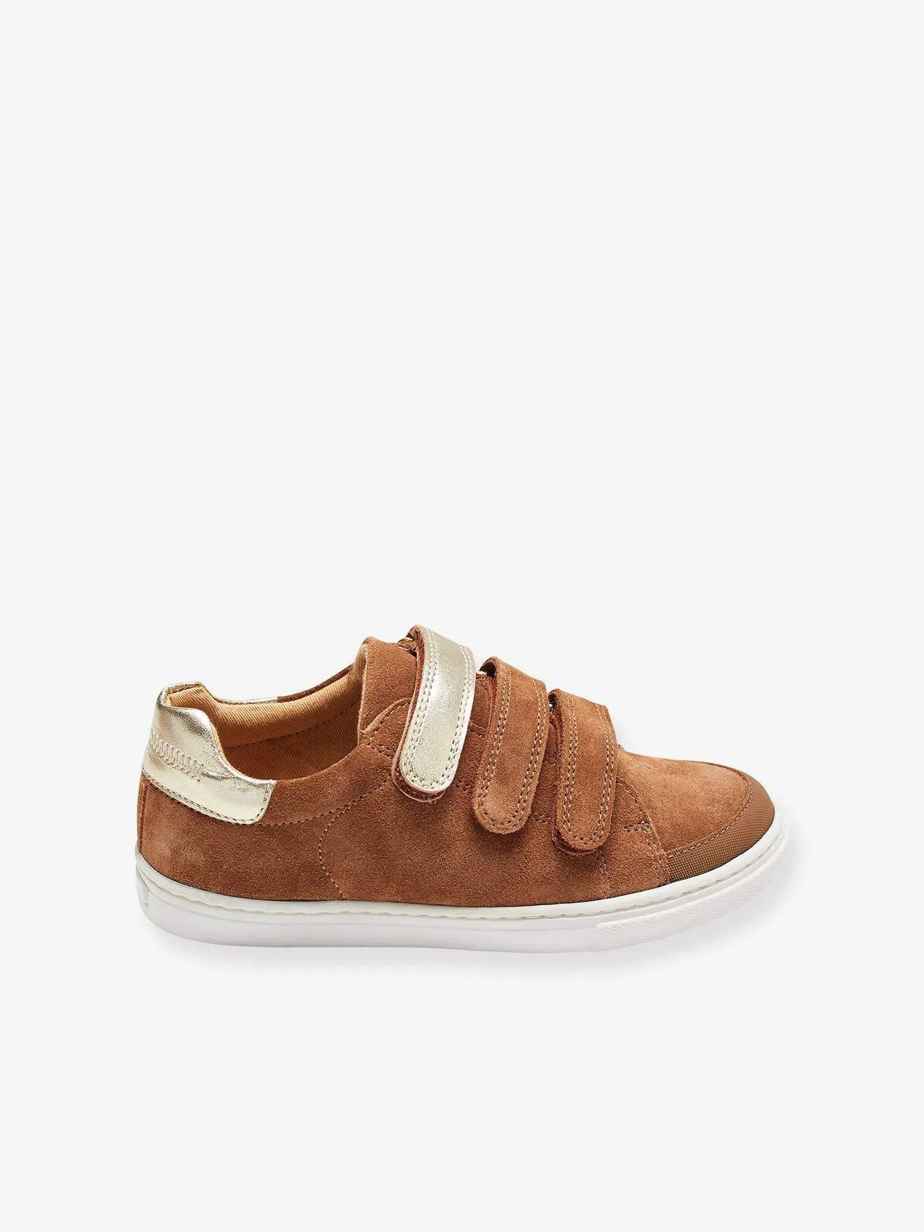 Hook-and-Loop Trainers in Leather for Girls - brown