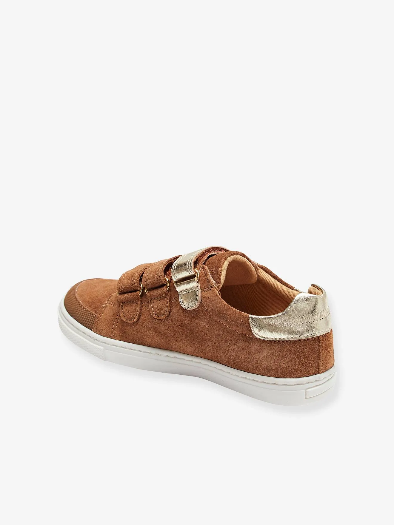 Hook-and-Loop Trainers in Leather for Girls - brown