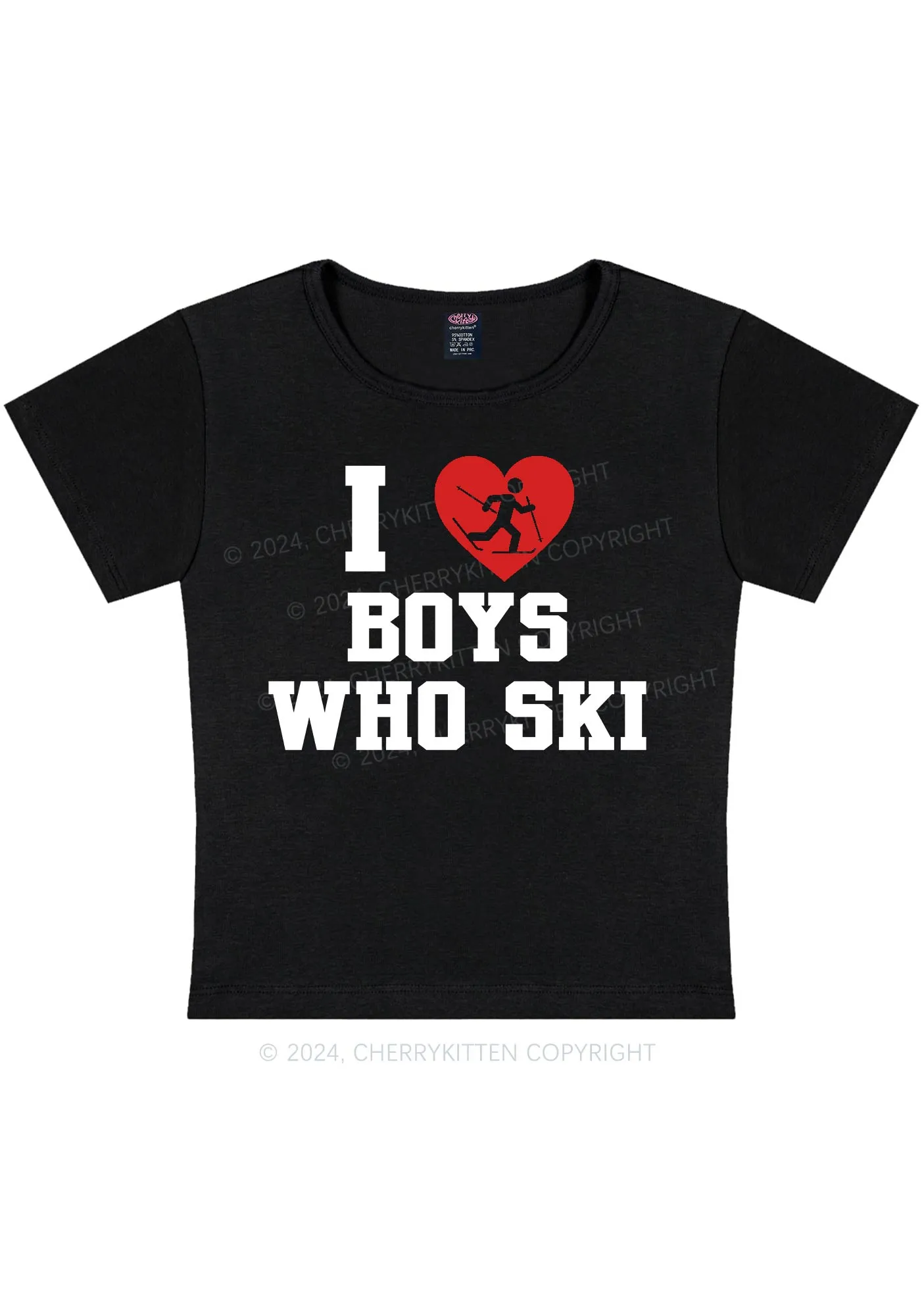 I Love Ski Boys Y2K Baby Tee Cherrykitten