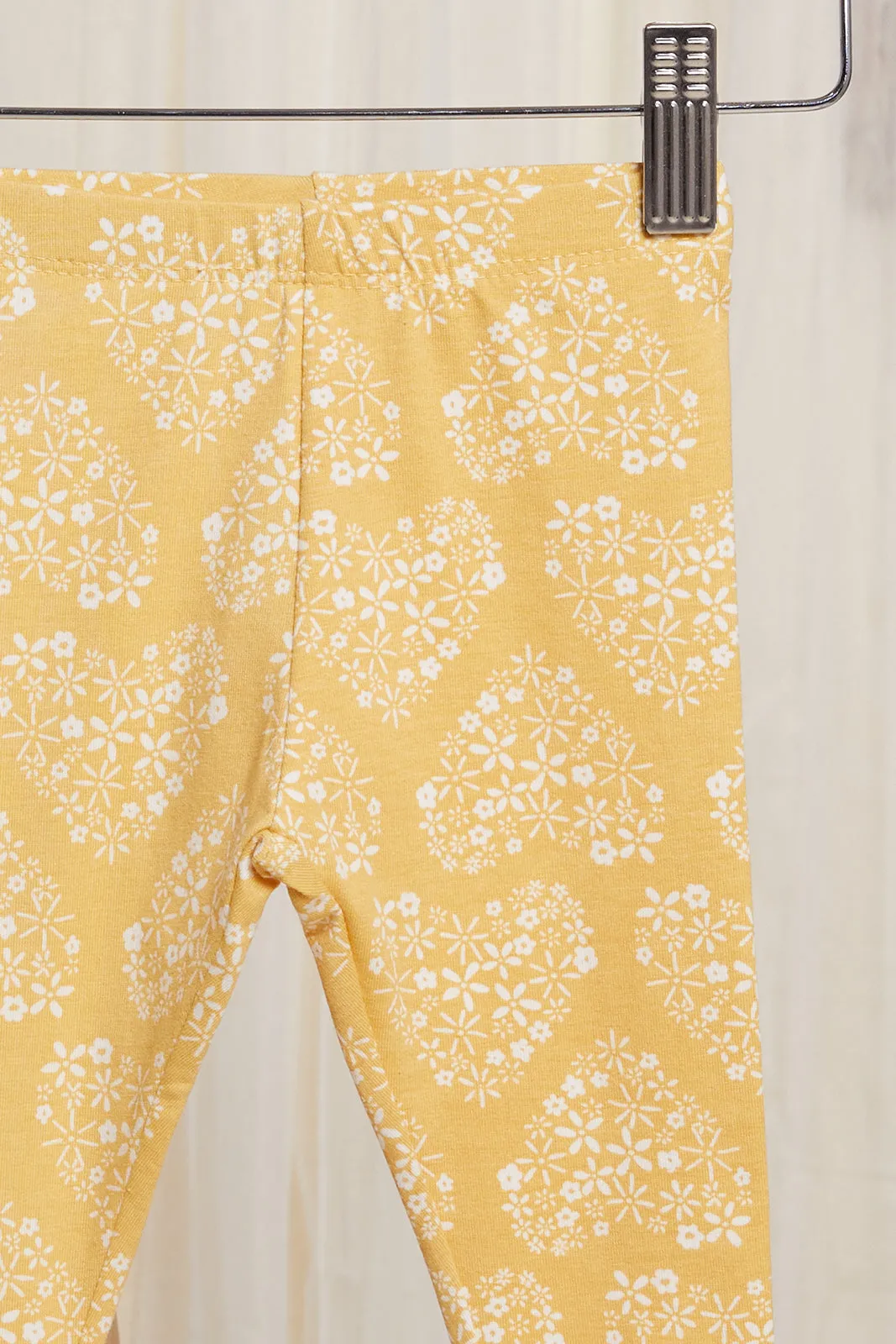 Infant Girls Mustard Printed Leggings