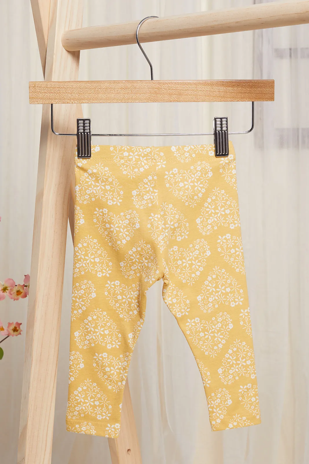 Infant Girls Mustard Printed Leggings