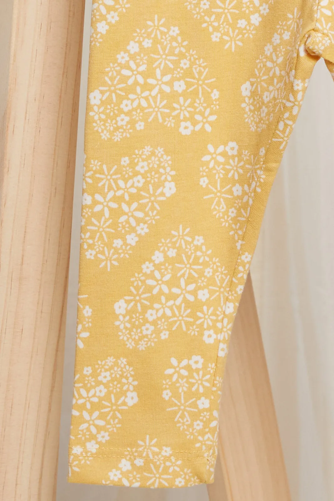 Infant Girls Mustard Printed Leggings