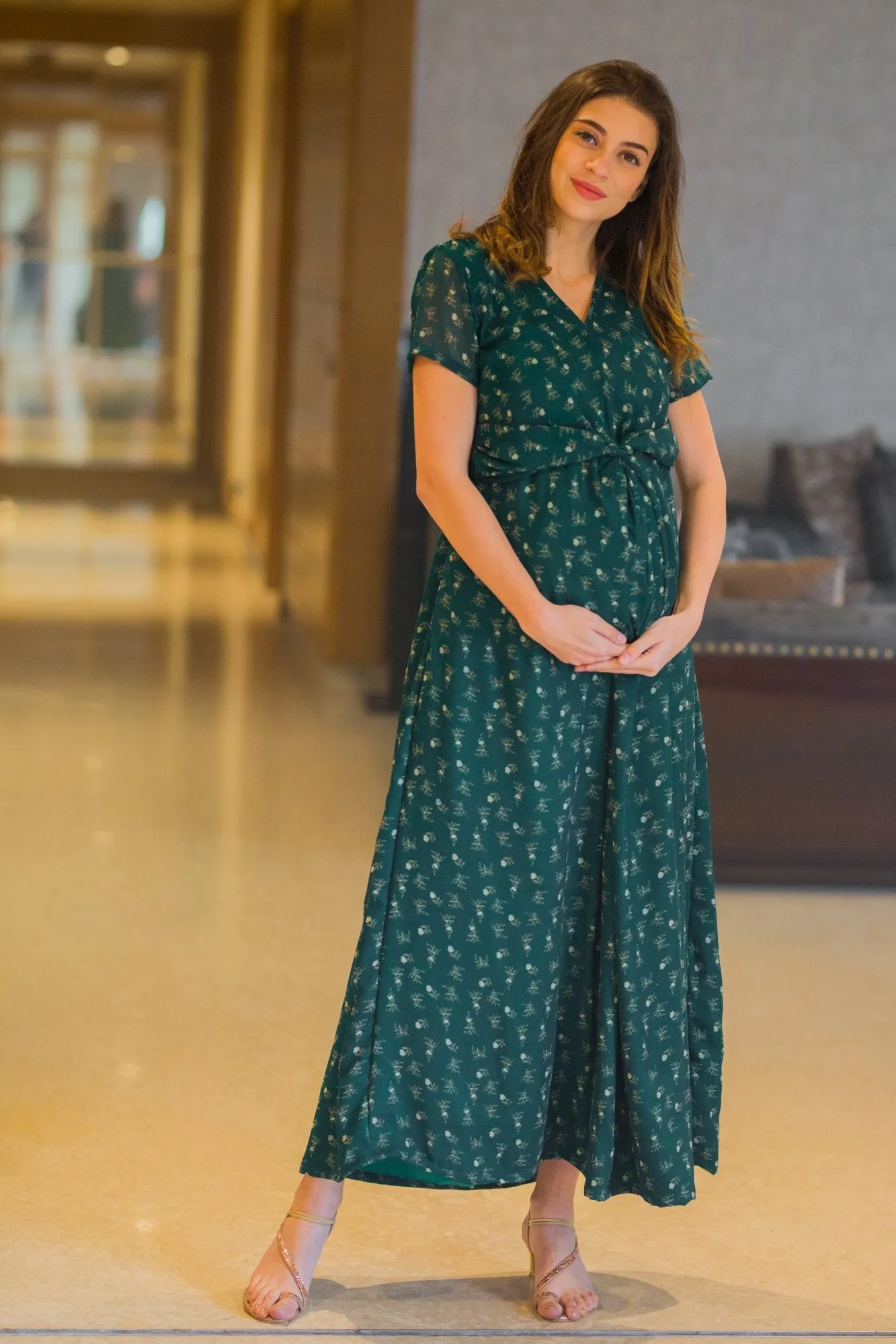 Jade Green Maternity Knot Dress