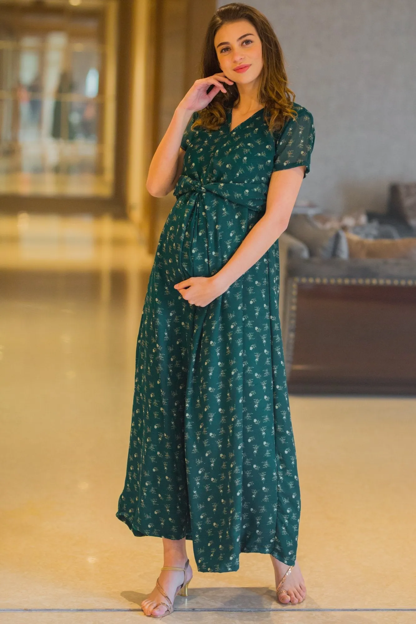 Jade Green Maternity Knot Dress