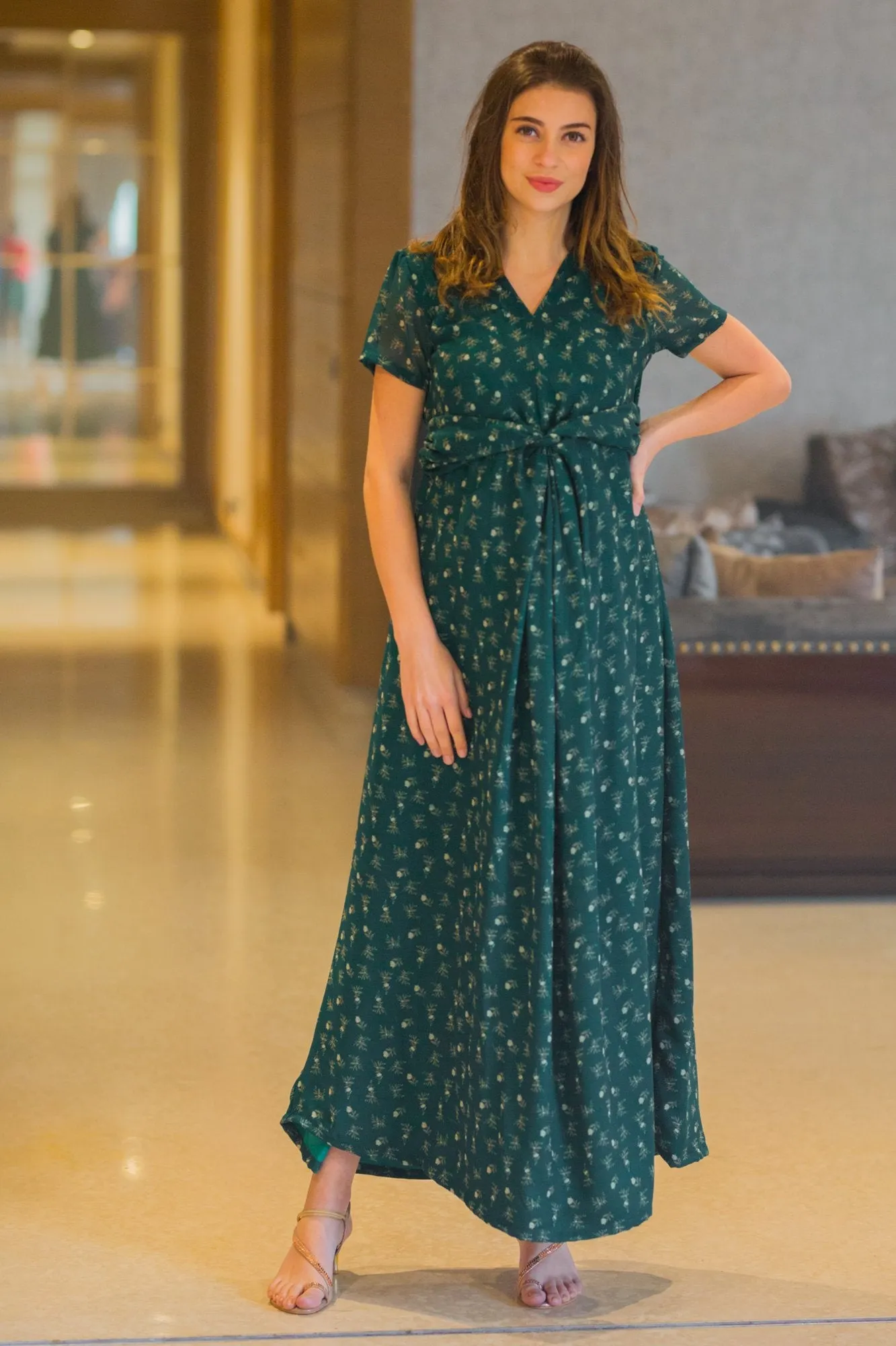 Jade Green Maternity Knot Dress