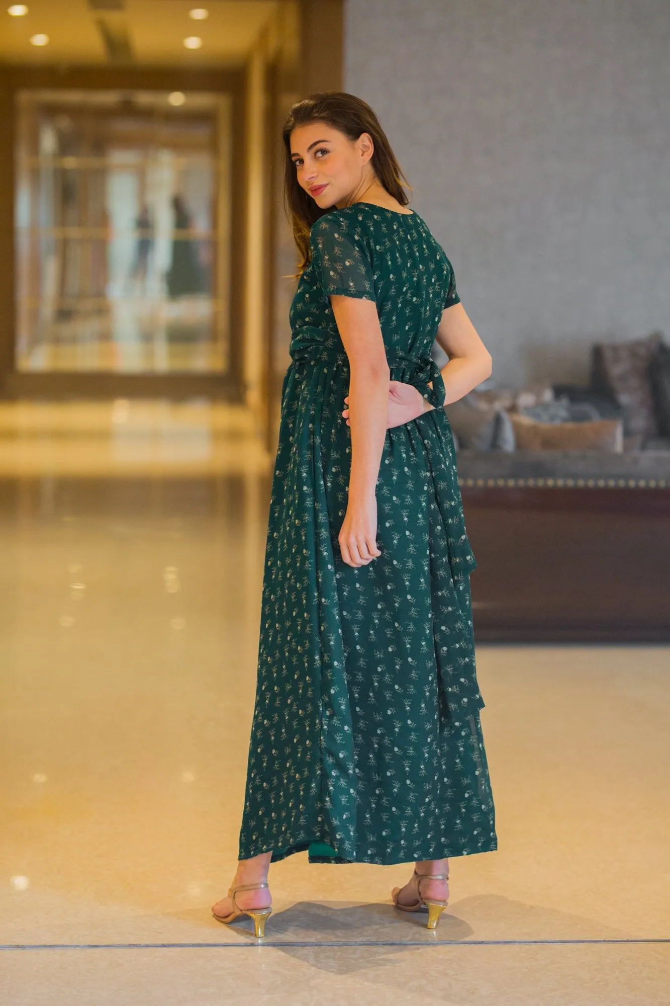 Jade Green Maternity Knot Dress