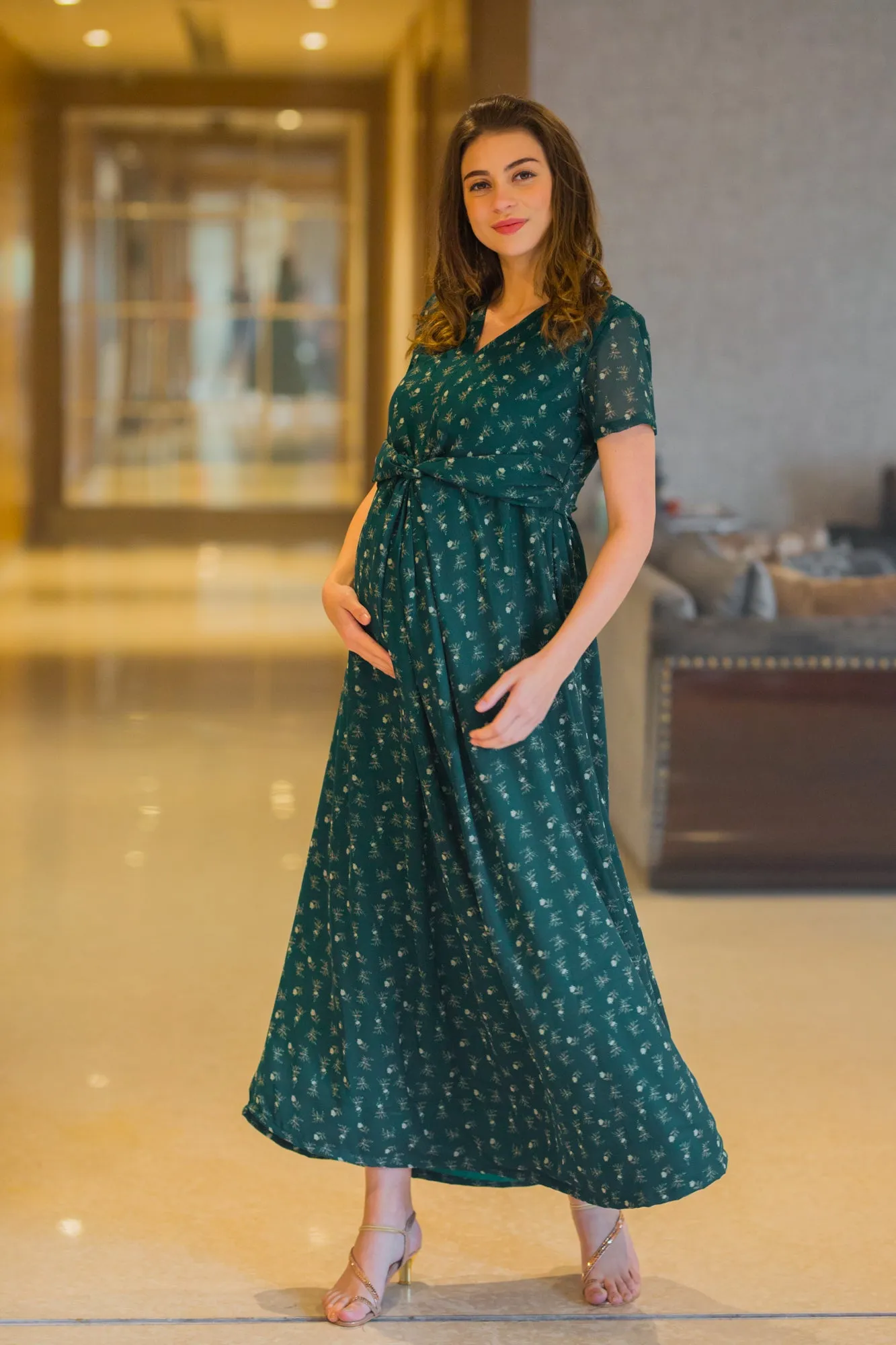 Jade Green Maternity Knot Dress