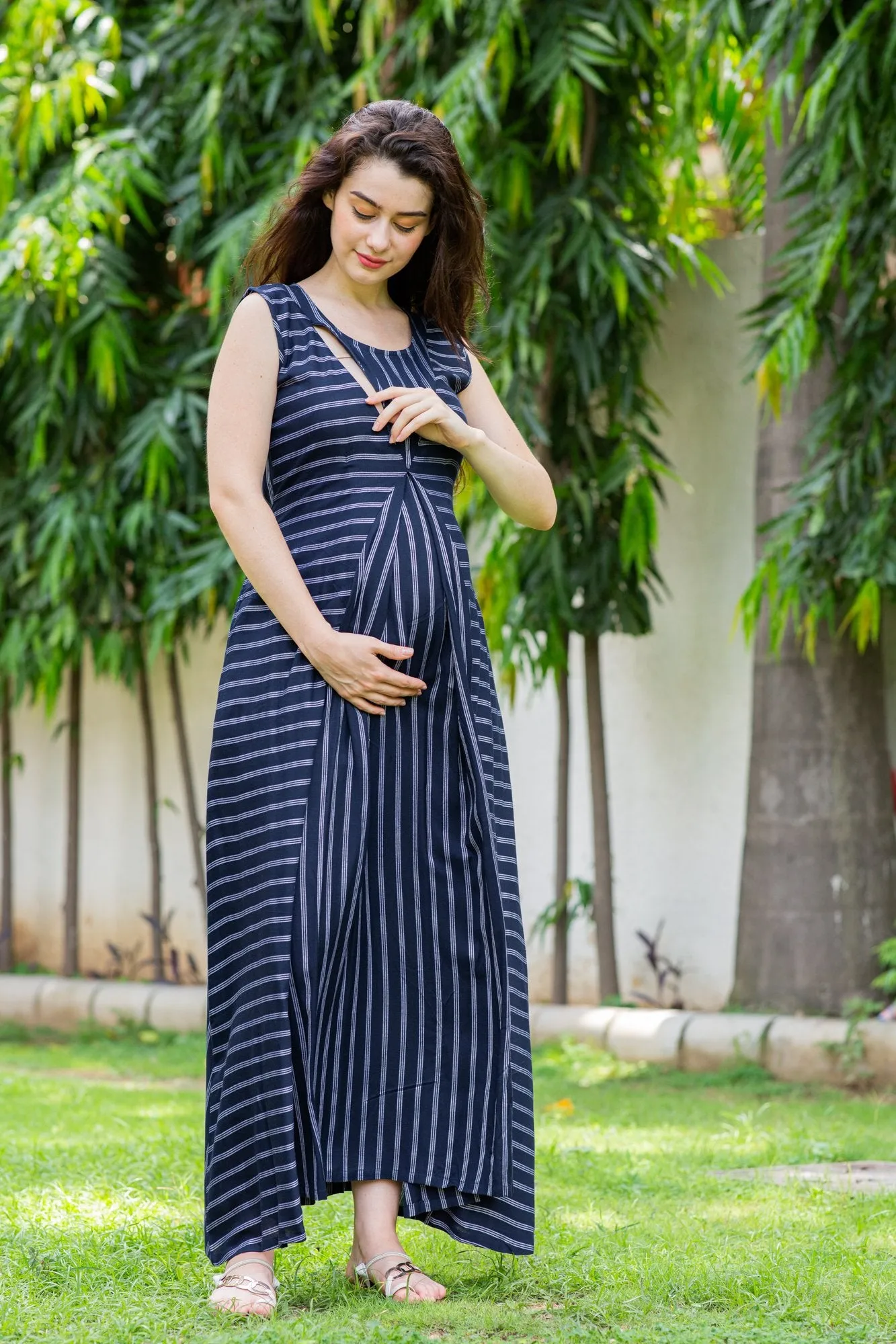 Jade patterned Maternity and Nursing Dress