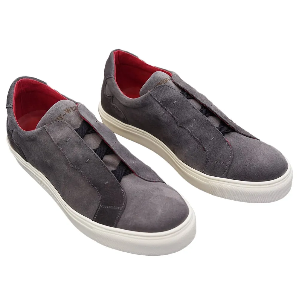 Jeffery West Apollo Croste Suede Laceless Grey Trainers | Menswear Online