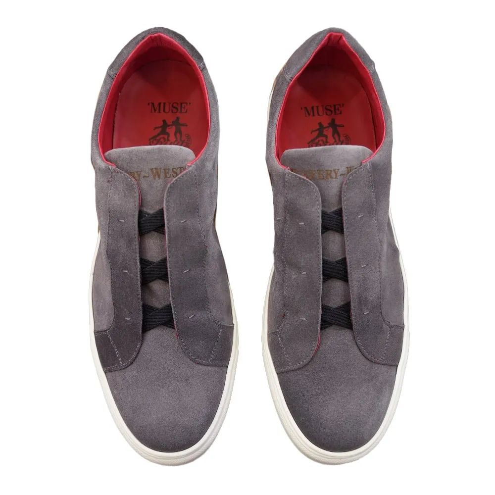 Jeffery West Apollo Croste Suede Laceless Grey Trainers | Menswear Online