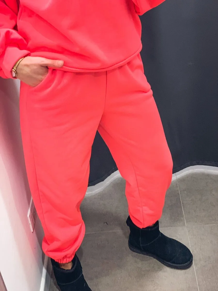 Joggers rosa con fondo elastico