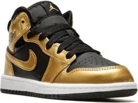 Jordan Kids Jordan 1 Mid SE Metallic Gold sneakers Black