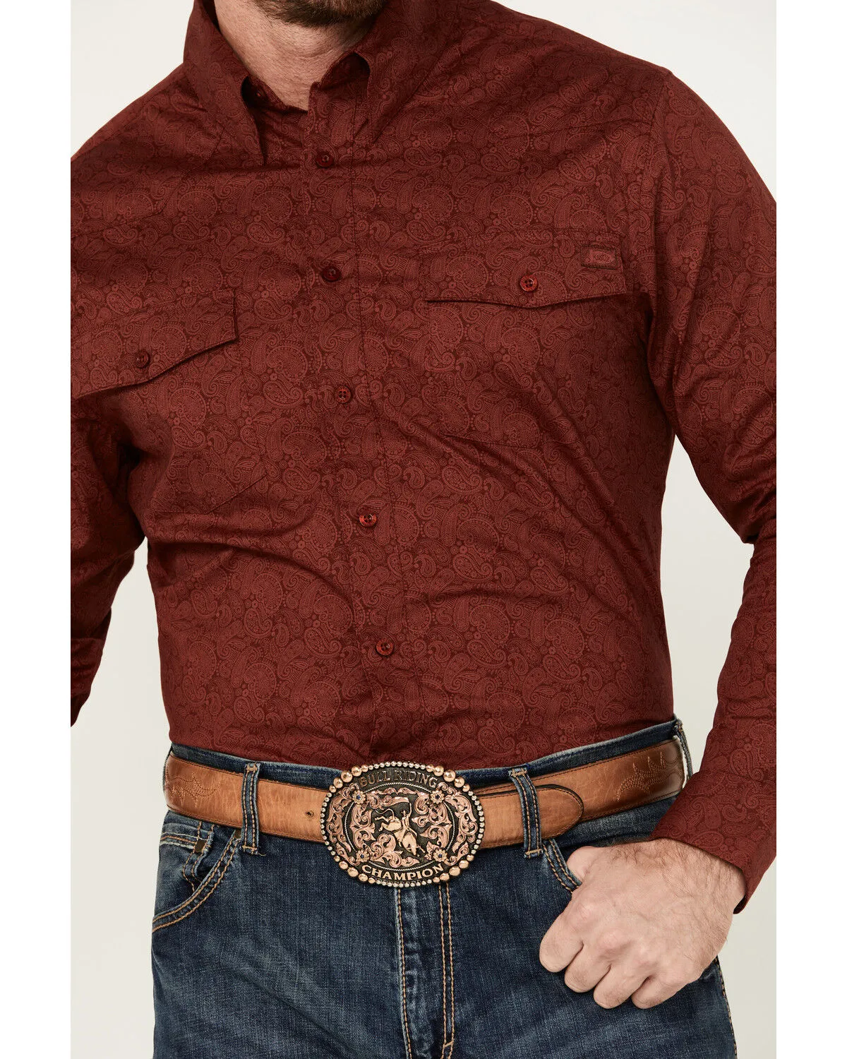 Justin Men's Boot Barn Exclusive JustFlex Paisley Print Long Sleeve Button-Down Western Shirt