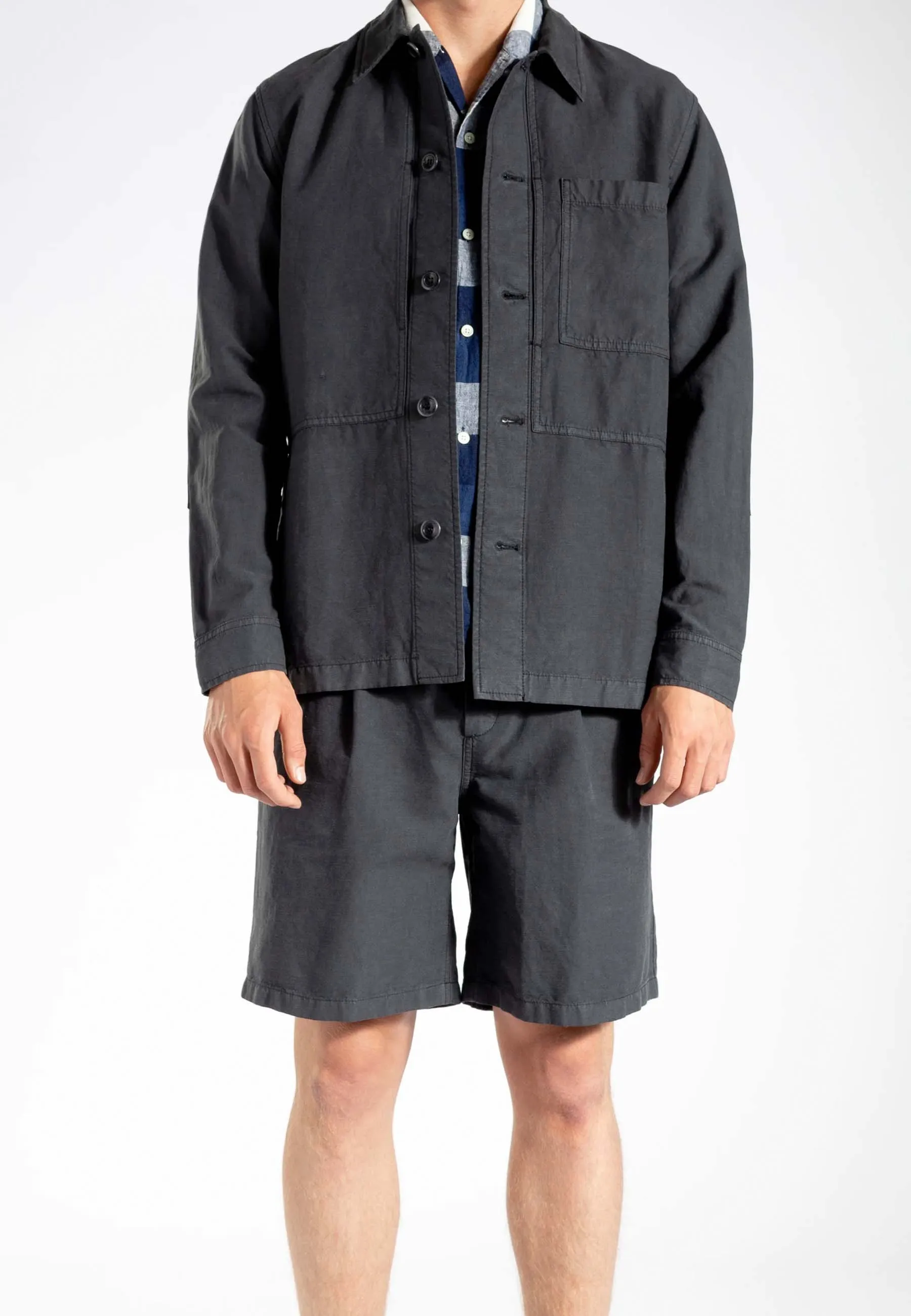 Kyle Cotton Linen Jacket - slate grey