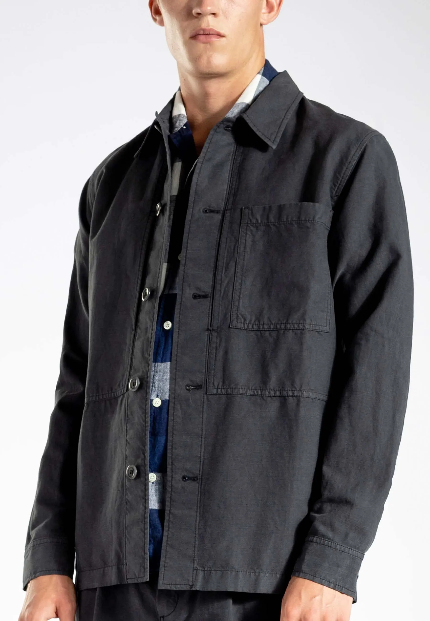 Kyle Cotton Linen Jacket - slate grey