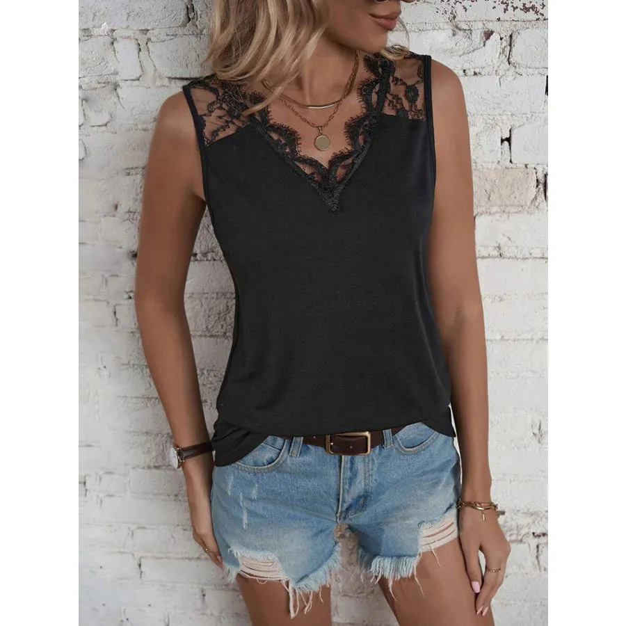 Lace Detail V-Neck Tank