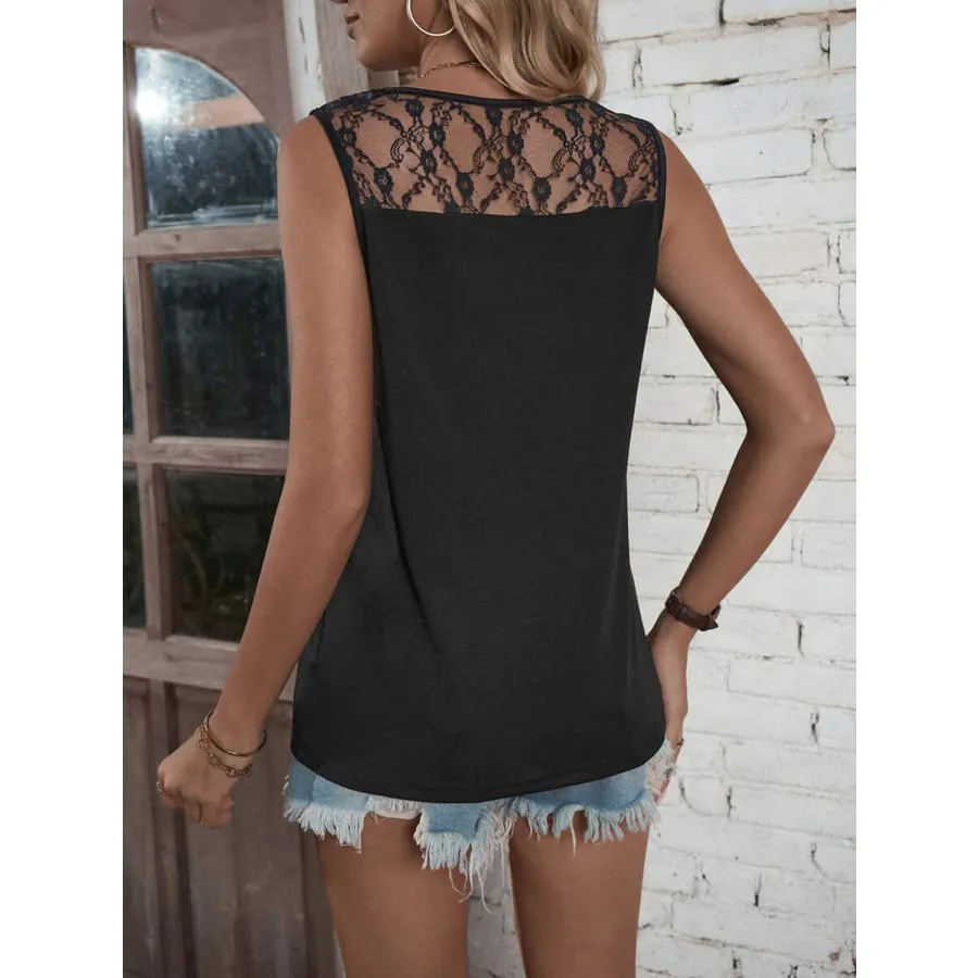 Lace Detail V-Neck Tank