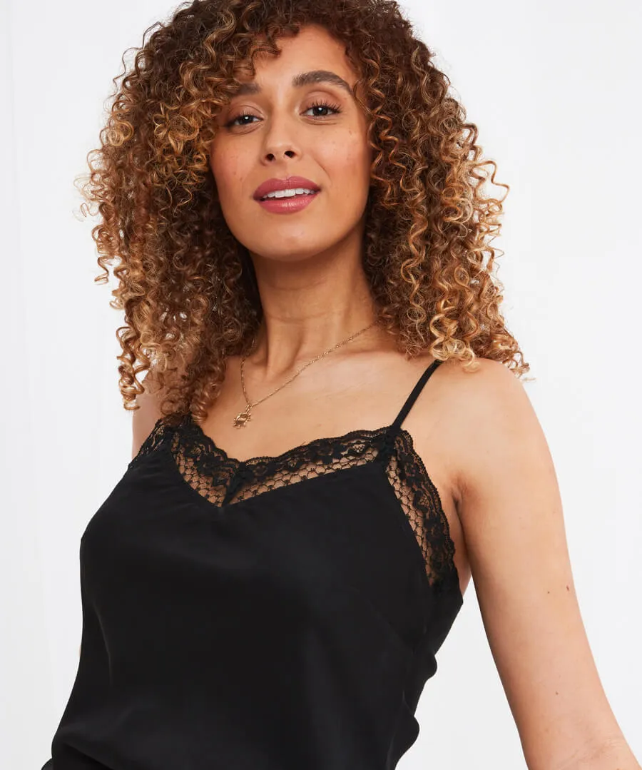 Lace Trim Cami Vest -Black Joe Brown