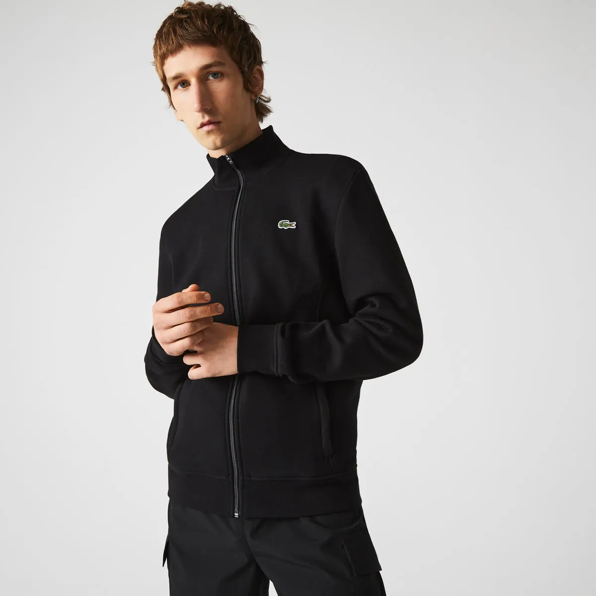 Lacoste SPORT Cotton Blend Fleece Zip Sweatshirt - Black