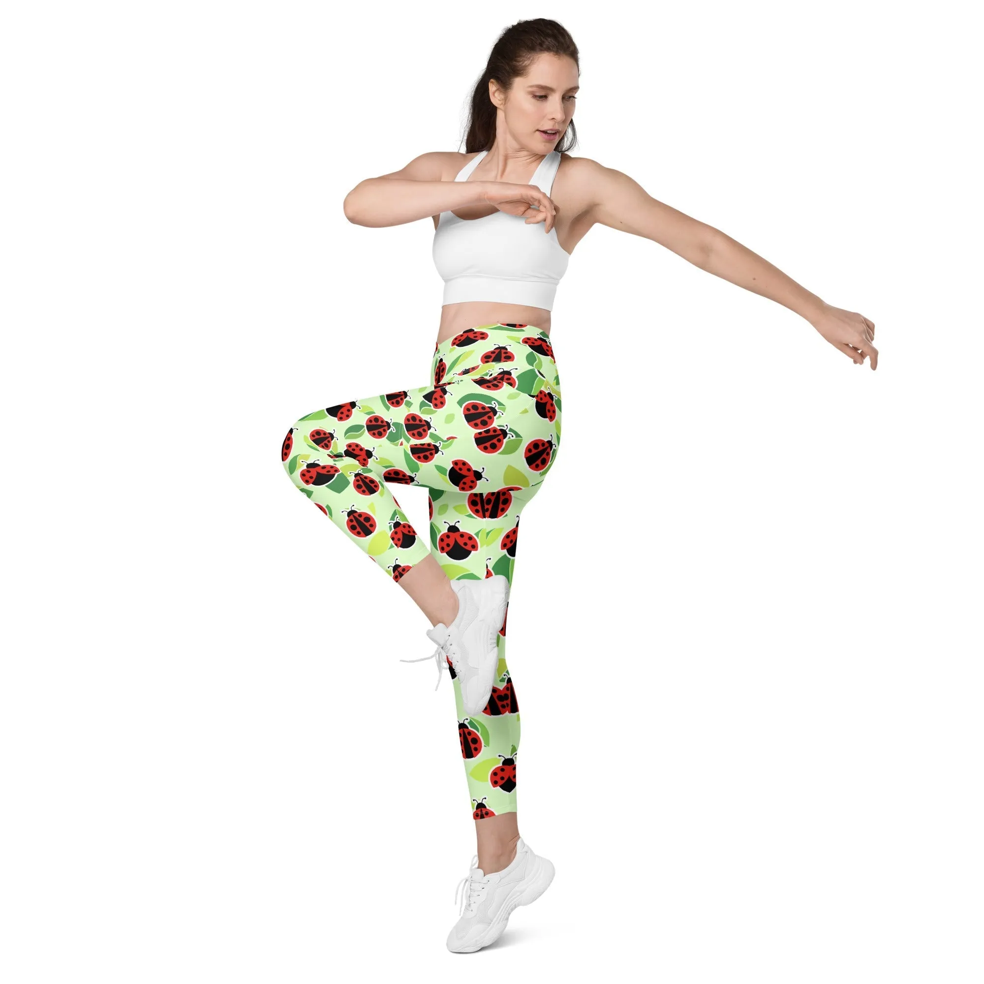 Ladybugs Crossover Leggings With Pockets