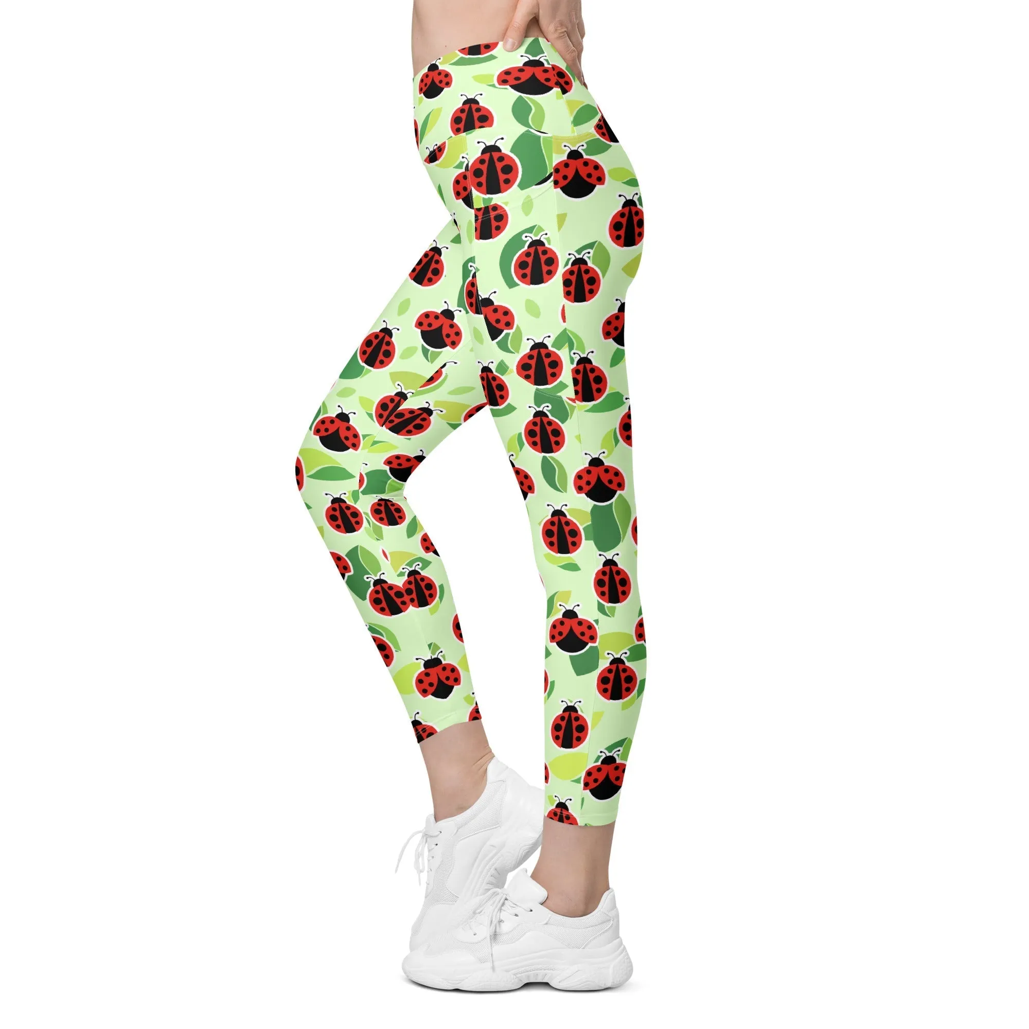 Ladybugs Crossover Leggings With Pockets