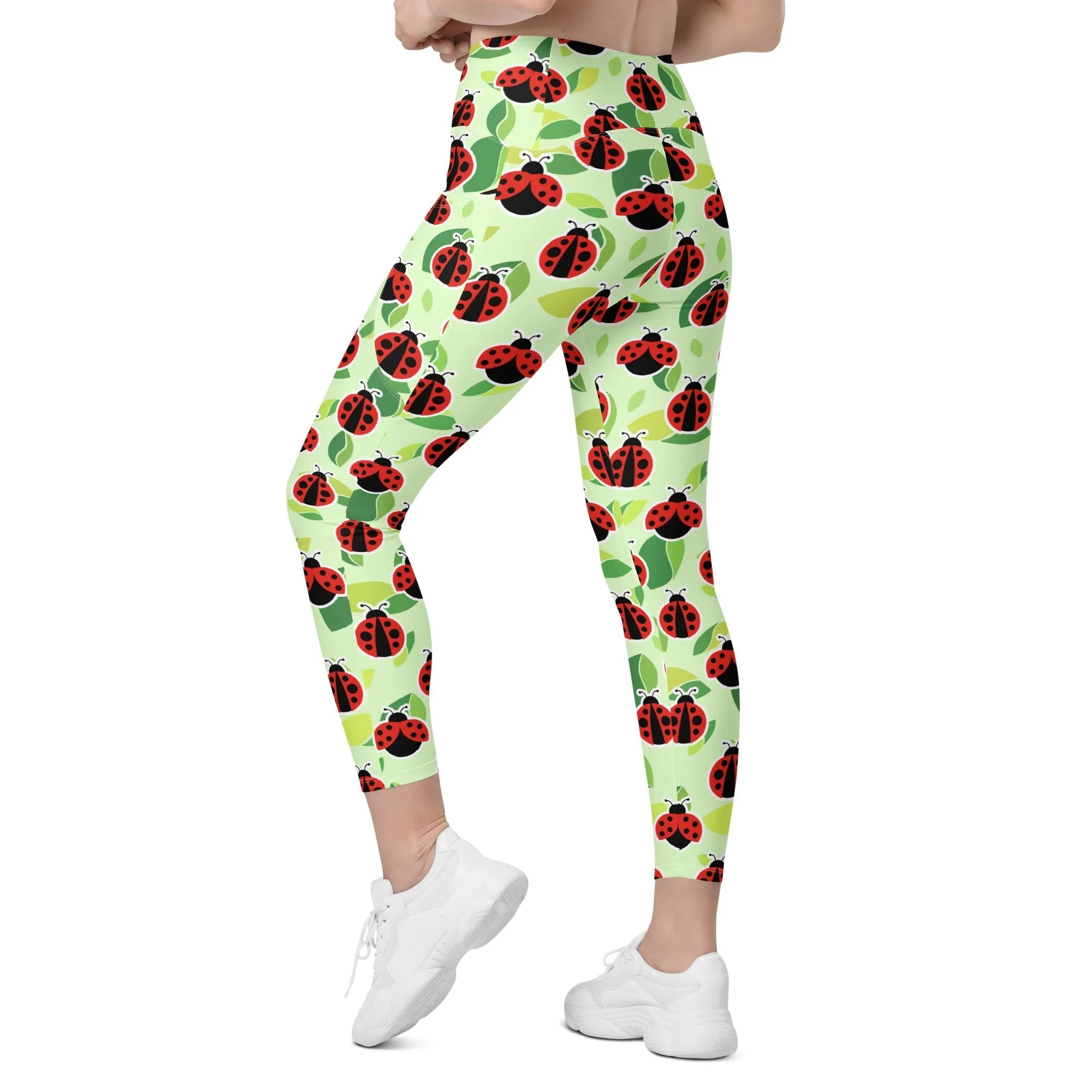 Ladybugs Crossover Leggings With Pockets