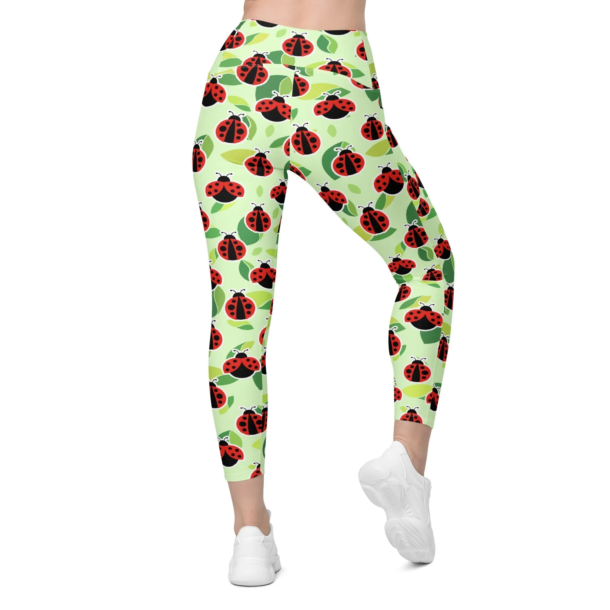 Ladybugs Crossover Leggings With Pockets